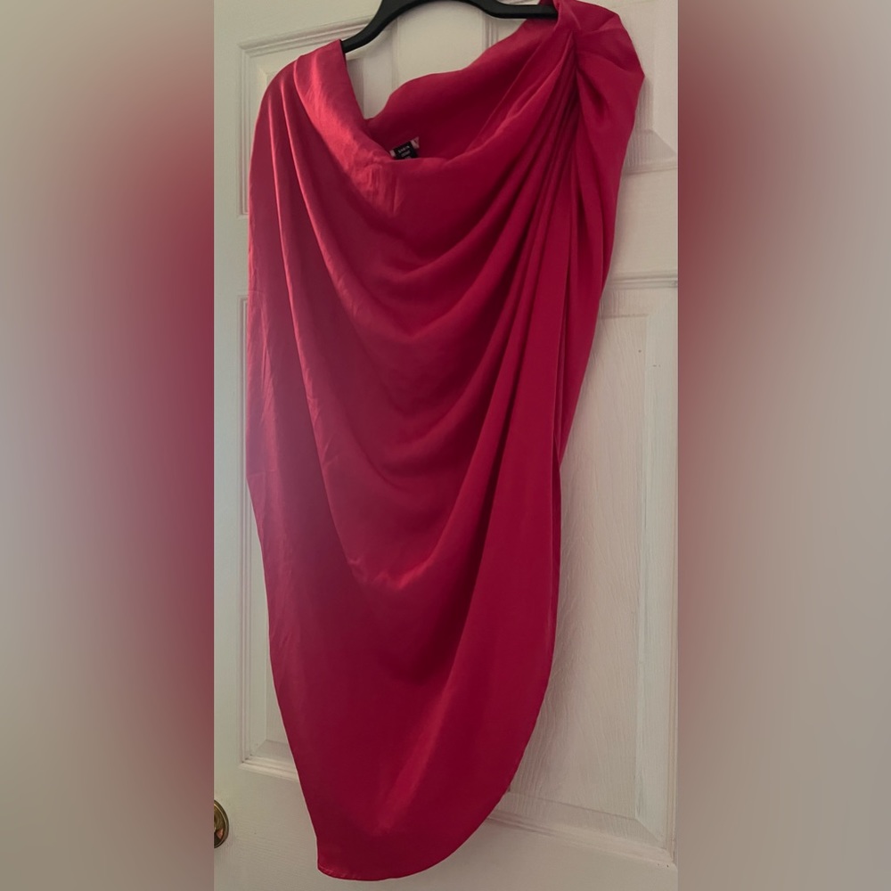 Pink satin material rushed skirt